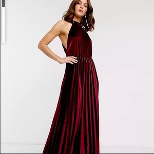 ASOS velvet halter maxi dress